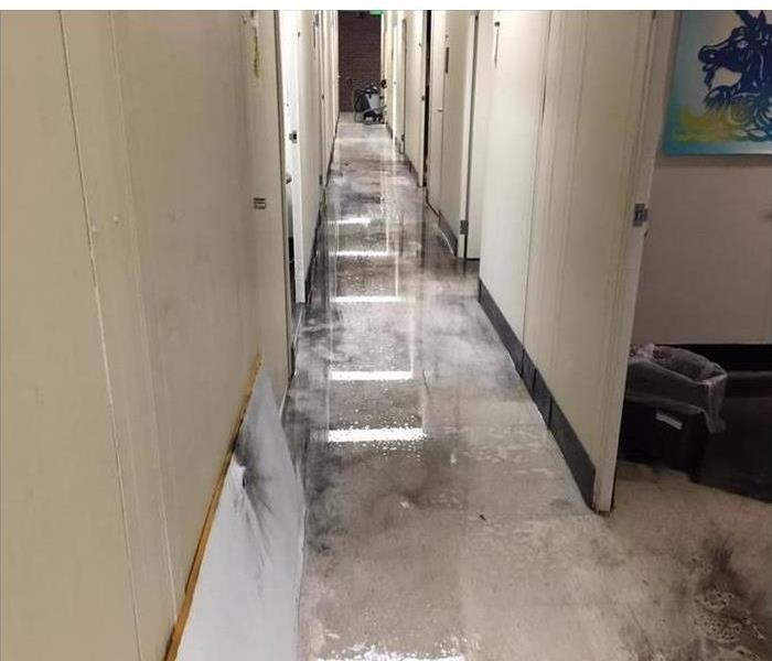 Ground water flooding of a school hallway.