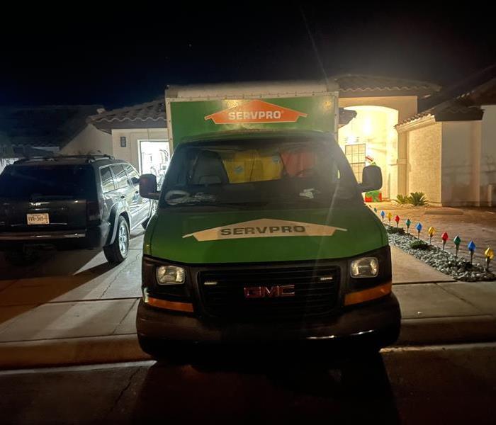 SERVPRO crew truck arrives on a holiday