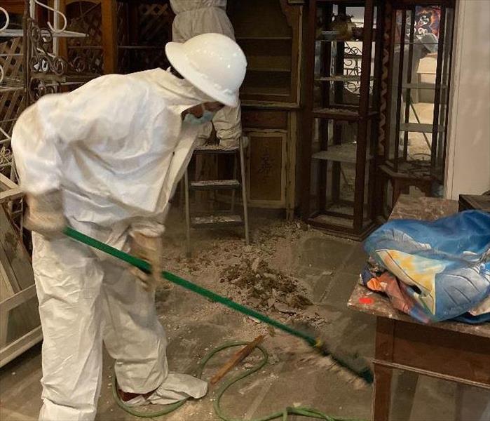 Ceiling collapse in a store.